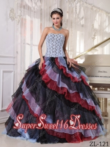 Multi-color Ball Gown Strapless Custom Made Beading Quinceanera Dress with Appliques