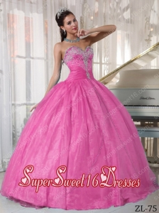 Beautiful Taffeta and Organza Appliques 15th Birthday Party Dresses in Rose Pink