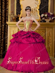 Beautiful Ball Gown Appliques Taffeta 15th Birthday Party Dresses in Coral Red