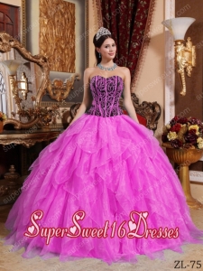 Beautiful Sweetheart Embroidery with 15th Birthday Party Dresses in Hot Pink and Black