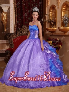 Plus Size In Purple Ball Gown Strapless With Organza Embroidery Sweet 16 Dresses