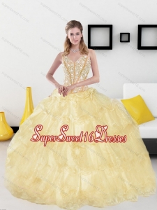 2015 Classical Sweetheart 15th Birthday Party Dresses with Beading and Ruffled Layers