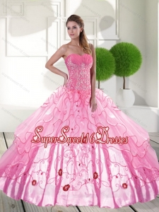Decent Sweetheart 2015 15th Birthday Party Dresses with Appliques and Ruffled Layers