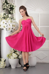 Discount Empire Strapless Knee-length Taffeta Rush Hot Pink Dama Dresses for Sweet 16
