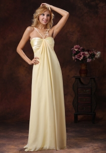 2013 Light Yellow Straps Ruched Bodice Discount Sweet 16 Dama Dresses Floor-length