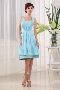 Halter A-Line Knee-length Taffeta Light Blue 2013 Dama Dress