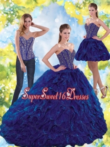 Modest Beading and Ruffles Sweetheart Ball Gown Sweet Sixteen Dresses for 2015