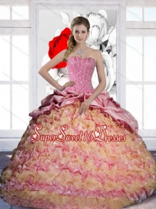 Latest Pick Ups and Ruffles Sweetheart 2015 Sweet Fifteen Dresses in Multi Color