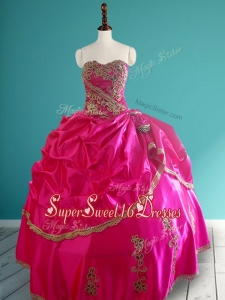 Popular Hot Pink In Stock Quinceanera Dresses with Pick Ups and Appliques
