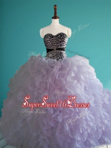 Romantic Leopard Big Puffy In Stock Quinceanera Dresses with Beading and Ruffles