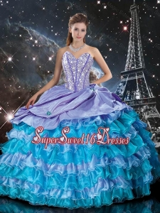 2016 Spring Pretty Multi Color Quinceanera Dresses with Ruffled Layers and Beading