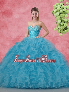 2015 Wonderful Ball Gown Quinceanera Gowns with Beading and Ruffles