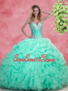 2016 Summer Elegant Summer Apple Green Quinceanera Dresses with Beading and Ruffles