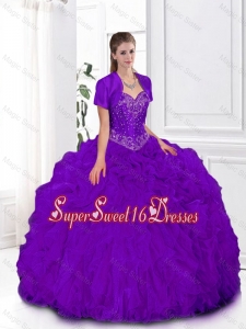 2016 Summer Pretty Ball Gown Sweetheart Quinceanera Gowns in Purple