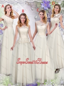 2016 Champagne Laced Dama Dresses with Appliques