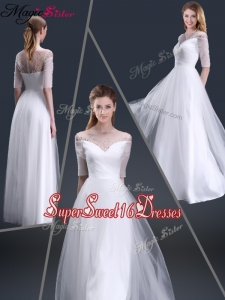 Popular Off the Shoulder Half Sleeves Dama Dresses with Beading