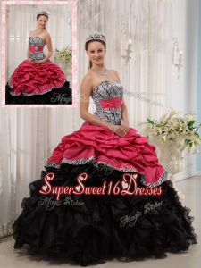 Summer Best Selling Ruffles Sweetheart Quinceanera Gowns in Red and Black
