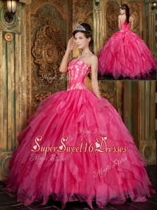 Winter Latest Ball Gown Floor Length Hot Pink Quinceanera Dresses