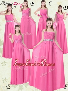 Fashionable Empire Ruching Dama Dresses for Rose Pink