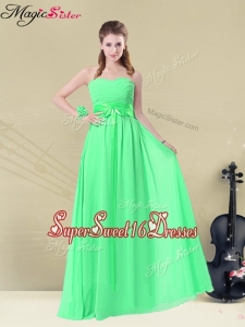 Wonderful Empire Sweetheart Dama Dresses with Ruching and Belt