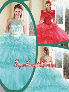 Perfect Halter Top Sweet 16 Dresses with Appliques and Ruffles