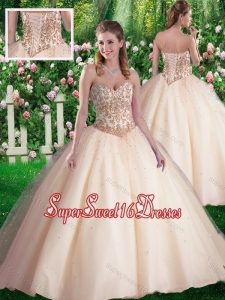 Perfect Ball Gowns Sweetheart Appliques Champagne Sweet 16 Dresses