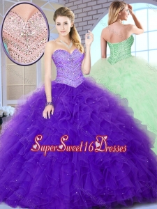 2016 Cheap New Style Ball Gown Sweet 16 Gowns with Beading and Ruffles