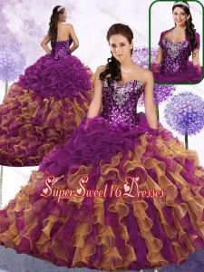 Pretty Sweetheart Beading and Ruffles Cheap Sweet SixteenGowns in Multi Color