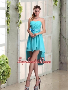 2015 Decent Sweetheart A Line Dama Dress with Ruching and Belt