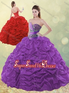 Exclusive Beaded and Bubble Purple Quinceanera Dress in Taffeta