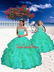 Modest Turquoise Princesita Dress with Appliques and Beading for 2015
