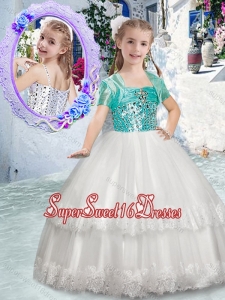 Customized Spaghetti Straps Flower Girl Dresses with Beading and Lace