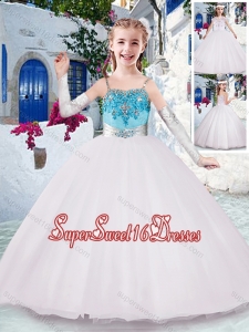 Gorgeous Spaghetti Straps Flower Girl Dresses with Appliques and Beading