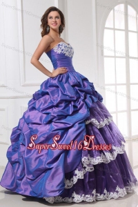 Purple Sweetheart Appliques and Pick-ups Quinceanera Dress for 2014