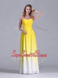 New Style Empire Sweetheart Ruched Long Dama Dress in Gradient Color