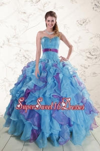 2015 New Style Multi Color Quinceanera Dresses with Beading and Ruffles