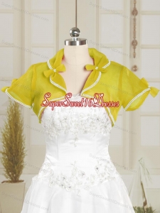 Yellow Cheap Wedding Party Shawls with Beading