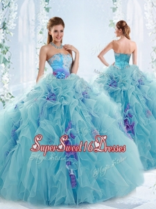 Gorgeous Applique and Ruffled Simple Sweet Sixteen Dresses in Aqua Blue