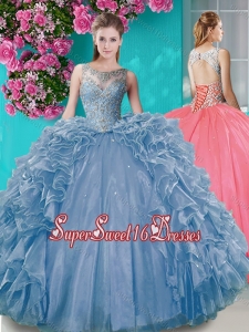 Elegant Open Back Beaded and Ruffled Sweet 16 Dress with Removable Skirt