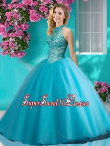Artistic Big Puffy Halter Top Quinceanera Dress with Beading and Appliques