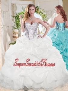 Beautiful Ball Gown Sweetheart Organza Beading and Bubbles Quinceanera Dress in White