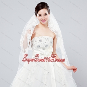 Elegant One-Tier Oval Elbow Veils with Lace Edge