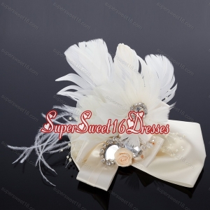 Romantic Red Feather and Satin Hair Flowers