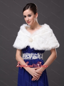 Gorgeous Rabbit Fur Special Occasion / Wedding Shawl In Ivory With Vneck