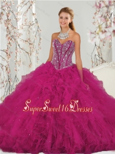 Unique and Detachable Beading and Ruffles Dresses for Quince in Red for 2015