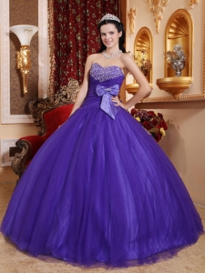Best Purple Ball Gown Sweetheart Tulle and Tafftea Beading Sweet 16 Dress