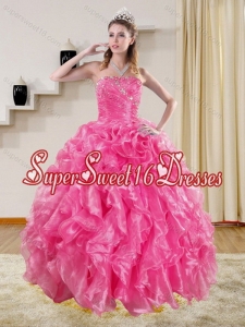 Custom Made Hot Pink Quinceanera Dresses with Beading and Ruffles for 2015