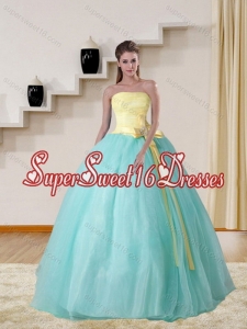 Strapless Multi Color 2015 Cute Quinceanera Gown with Bowknot