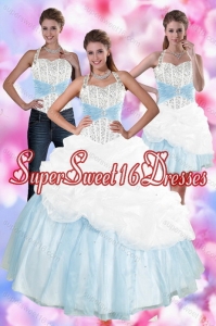 Detachable 2015 Multi Color Quince Dresses with Pick Ups and Beading
