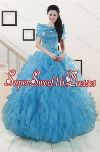 2015 Elegant Strapless Sweet 15 Dresses with Beading and Ruffles